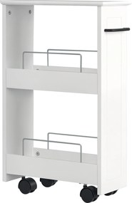 kleankin Helytakarékos Konyhai Kocsi, Dizájn Fürdőszobai Kocsi, Többfunkciós, Helytakarékos, MDF Fa Polc, Forgó Kerekek és Fogantyú, 42.5x20.3x66.7cm,
