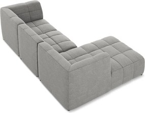 Szürke buklé sarokkanapé (bal oldali-heverő résszel) Aloha – Makamii