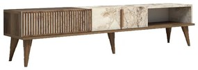 TV szekrény Milan - Diós, Fehér Marble