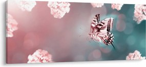Kép - pillangó a virágok között (120x50 cm)