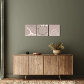 Kép - Bézs színű levelek N⁰1 (órával) (90x30 cm)