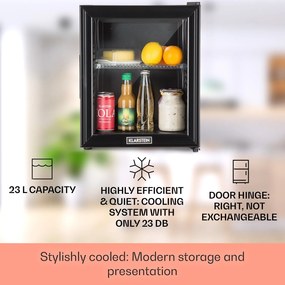 Klarstein Brooklyn 24, mini hűtőszekrény, üvegajtó, LED világítás, polcok