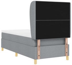 Box Spring Ágy Matrac nélkül - Világosszürke, 90x200 cm, Szövet
