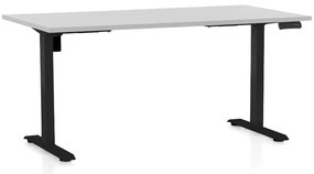Állítható magasságú asztal OfficeTech B, 160 x 80 cm, fekete alap, világos szürke