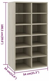 sonoma tölgy színű szerelt fa cipőtartó 54 x 34 x 100,5 cm