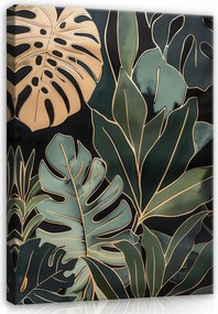 Vászonkép Zöld Arany Levelek Vászon Falra Nappali Hálószobába 40x30