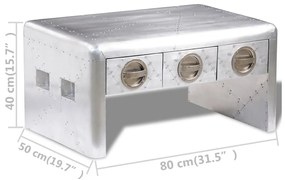 Háromfiókos, vintage repülős dohányzóasztal