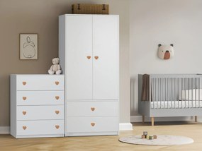 LV LEO L4 komód - szív alakú fa fogantyúkkal