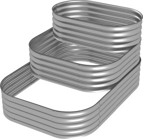 Outsunny Fém Magaságyás, 3-Szintes Ültetődoboz, DIY Ültetődoboz, Fűszernövényágy Biztonsági Szélekkel, Zöldséges Ágy Kerthez, Erkélyhez, Ezüst, 158 x