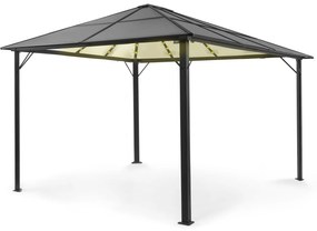 Pantheon Solid Sky Ambient Solar, pavilon tetővel, 3 × 4 m, polikarbonát, alumínium, megvilágított
