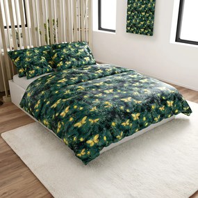 Mikroplüss ágyneműhuzat YELLOW BUTTERFLY sötétzöld Ágyneműhuzat mérete: 70 x 90 cm | 140 x 220 cm
