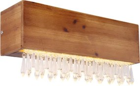 Globo 15554W Falilámpa fekete fém váz, barna fa test, opál akril búra, benne akril-kristály dekorral. SZxM:370x170, AL:110, inkl. 1xLED 12W 230V, 430lm 3000K