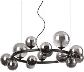 Ideal Lux - LED Csillár zsinóron PERLAGE 14xG9/3W/230V átm. 85 cm fekete/füstös