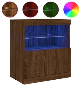 barna tölgy színű tálalószekrény LED-ekkel 60 x 37 x 67 cm