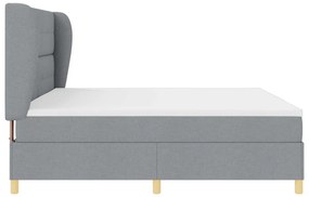 Boxspring Ágy Matrac nélkül, Világosszürke, 200x200 cm, Szövet