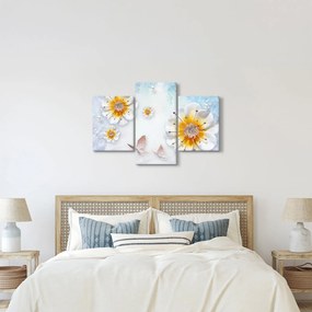 Kép - Kompozíció virágokkal és pillangókkal (90x60 cm)