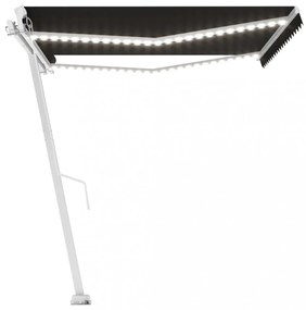 antracitszürke kézzel kihúzható LED-es napellenző 400 x 350 cm