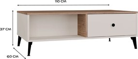 POINT 2S 110 dohányzóasztal 110x60x12 cm, kasmír- tölgy- fekete