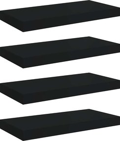 vidaXL 4 db fekete MDF lebegő fali polc 50 x 23 x 3,8 cm