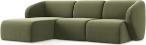 Zöld bársony sarokkanapé (bal oldali-heverő résszel) Lani – Makamii