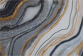 Divatos Flizelin tapéta 3D fali ragasztóval Kő hullámok 104x70 Ragasztó