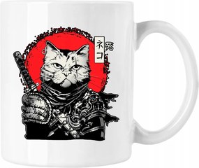 Bögre Cica Vicces Mém Katana Fehér 330ml