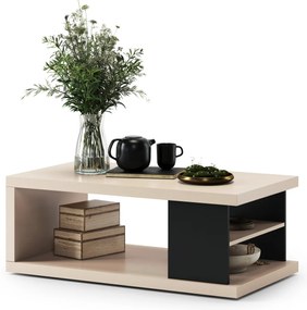 Mazzoni LANA S-110 dohányzóasztal Bézs (Pezsgő) / Fekete - DOHÁNYZÓASZTAL POLCCAL