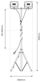 LED reflektor állvánnyal 2xLED 50W 230V 4000K IP44