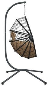 tópszínű rattan és acél függő kagylószék állvánnyal