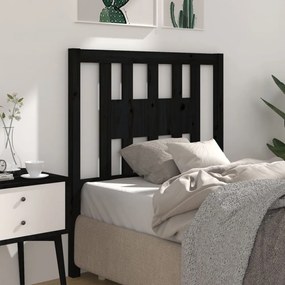 fekete tömör fenyőfa fejtámla 106 x 4 x 100 cm