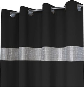 Függöny Kész Panama Strasszos Átlós Függöny 145x250 Fekete