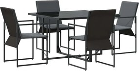 vidaXL Kert étkező szett 5 pcs Fekete Acél
