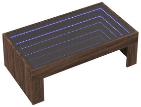 barna tölgy végtelen hatású LED-es dohányzóasztal 90x50x30 cm