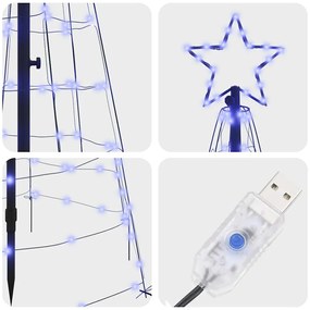 LED Karácsonyfák talajráccsal 390 LED-del Kék 250 cm Vas