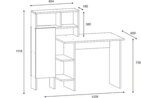 Bugra Anthracite and Oak íróasztal