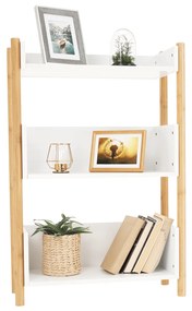 3 polcos állvány, természetes bambusz/fehér, BALTIKA TYP 2