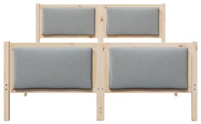 Ágykeret fejtámlával Világosszürke 150 x 200 cm szövet