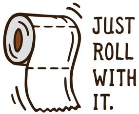 Illusztráció Just roll with it toilet paper doodle drawing, Joel Masson