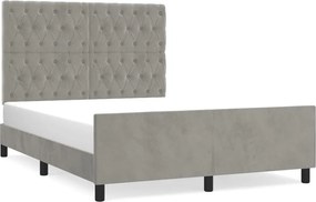 vidaXL világosszürke bársony ágykeret matrac nélkül 140 x 190 cm