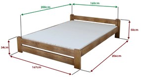 Emily ágy 160x200 cm, tölgyfa Ágyrács: Lamellás ágyrács, Matrac: Somnia 17 cm matrac