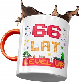 Narancssárga bögre Születésnapra 66 66-es 66-os, fényképes nyomattal