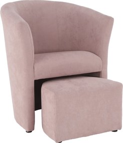 Klub fotel puffal, rózsaszín, ROSE