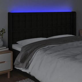 fekete szövet LED-es fejtámla 163x16x118/128 cm