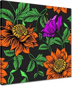 Vászonkép 40x40 Virágok Levelek