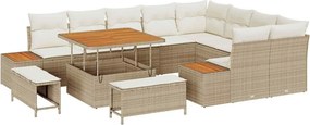 vidaXL Kerti Kanapé Szett 12 pcs Bézs polirattan