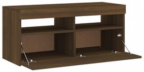 barna tölgyszínű TV-szekrény LED-világítással 90 x 35 x 40 cm