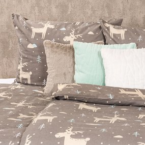 4Home Happy reindeer flanel ágyneműhuzat, 140 x 220 cm, 70 x 90 cm
