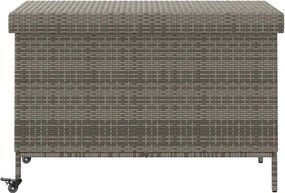 Szürke Polyrattan Kerti Tárolóláda Kerekekkel 110X55X73 Cm