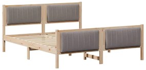 Ágykeret fejtámlával Barna és taupe 150 x 200 cm Tömör fenyőfa