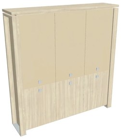Verno+ S magas szekrény 200 x 46 x 210 cm, kombinált ajtó, akác / vanília